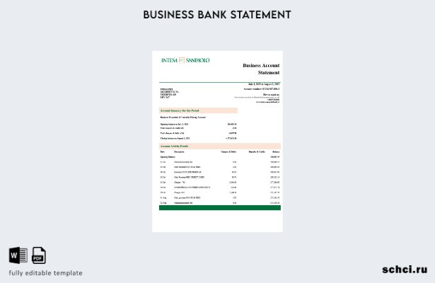 цифровая загрузка Словения Intesa Sanpaolo выписка по счету предприятия Шаблон в